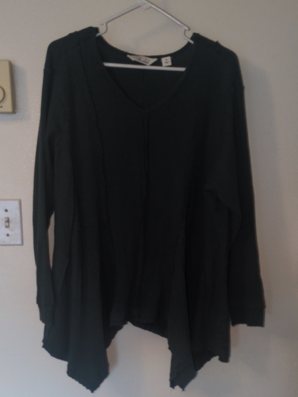Caffe Marrakesh 2X V-Neck Long Sleeve Tunic with Asymmetrical Hem